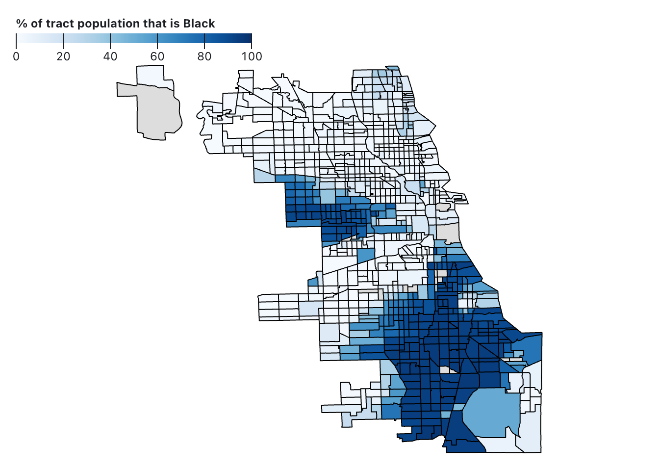 this is a picture of a map showing census tracts in Chicago