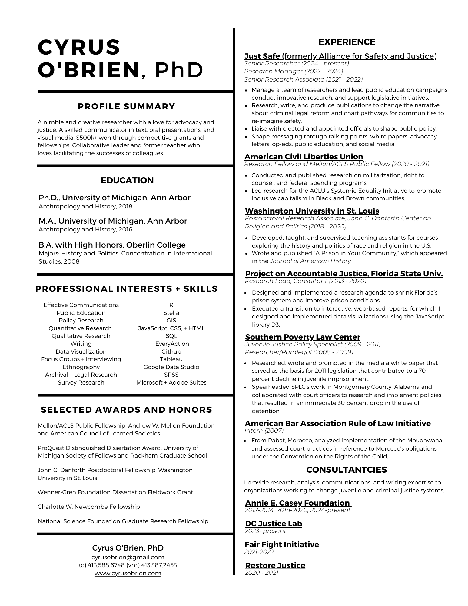 image of resume page 1